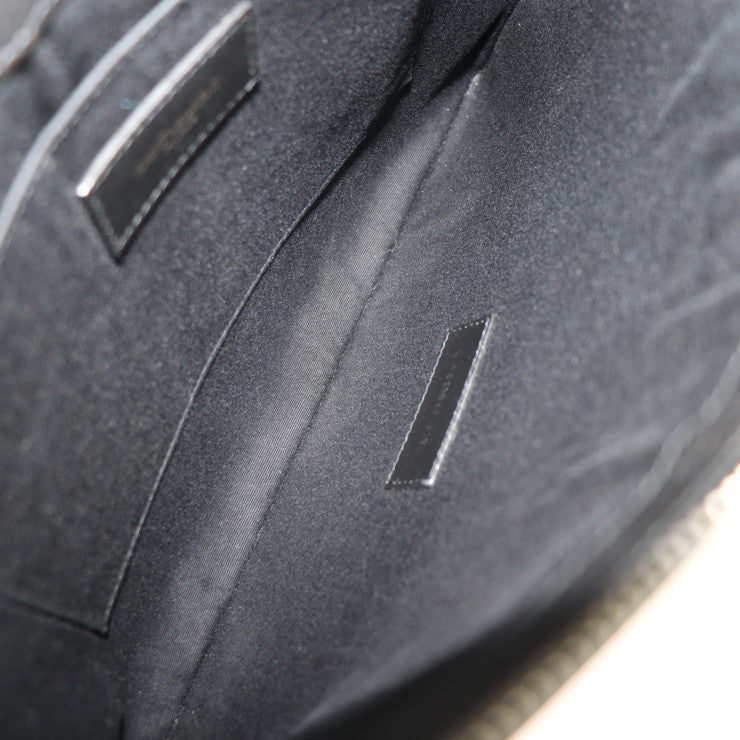 美品 SAINT LAURENT PARIS サンローランパリ RIVE GAUCHE リヴゴーシュ セカンドバッグ 581369 キャンバス レザー ブラック シルバー金具 リストレット クラッチバッグ ポーチ