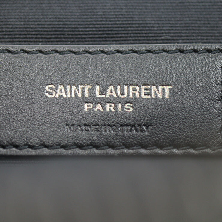 美品 SAINT LAURENT PARIS サンローランパリ RIVE GAUCHE リヴゴーシュ セカンドバッグ 581369 キャンバス レザー ブラック シルバー金具 リストレット クラッチバッグ ポーチ