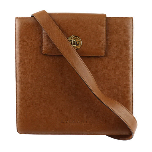 美品 BVLGARI ブルガリ ブルガリブルガリ ショルダーバッグ - レザー ブラウン ゴールド金具 ポシェット ターンロック