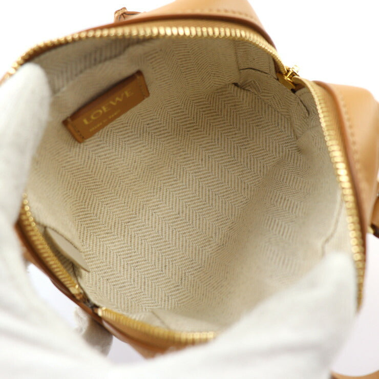 超美品 LOEWE ロエベ アマソナ ナノ ハンドバッグ A039U96X02 キャンバス カーフレザー レッド系 ライトブラウン系 ゴールド金具 2WAY チェーン ショルダーバッグ ポシェット ポーチ