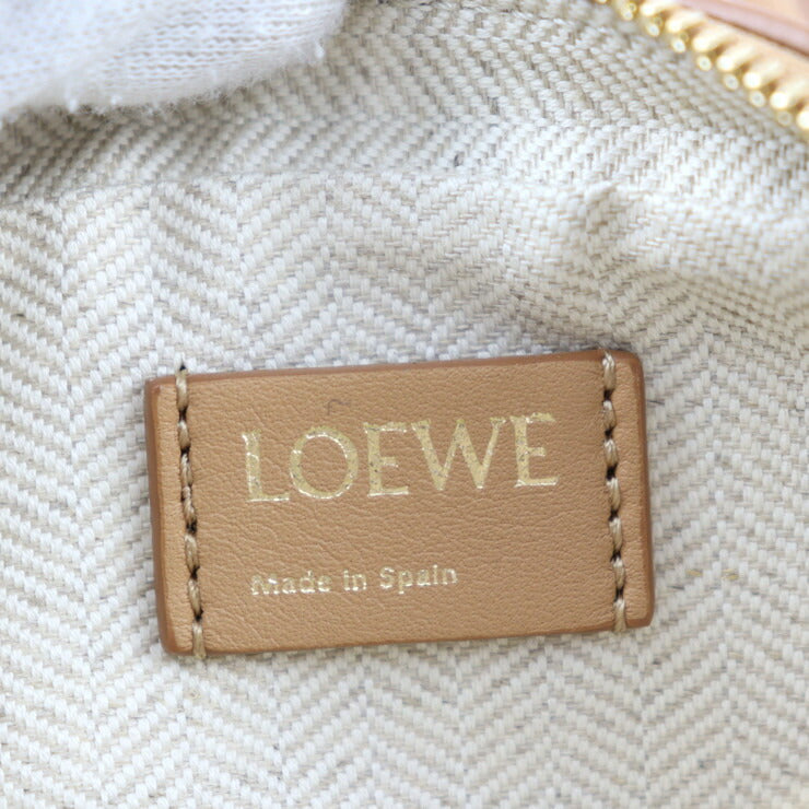 超美品 LOEWE ロエベ アマソナ ナノ ハンドバッグ A039U96X02 キャンバス カーフレザー レッド系 ライトブラウン系 ゴールド金具 2WAY チェーン ショルダーバッグ ポシェット ポーチ