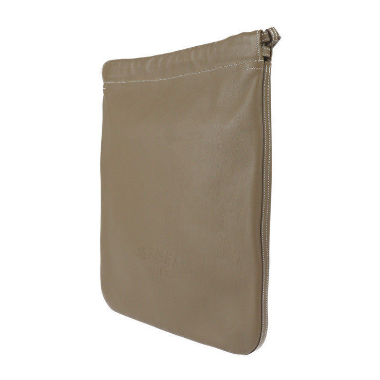 超美品 HERMES エルメス BRIDADO ブリダド ショルダーバッグ - エバーカラー エトゥープ シルバー金具 2WAY リュックサック 巾着型 D刻印 SELLIER