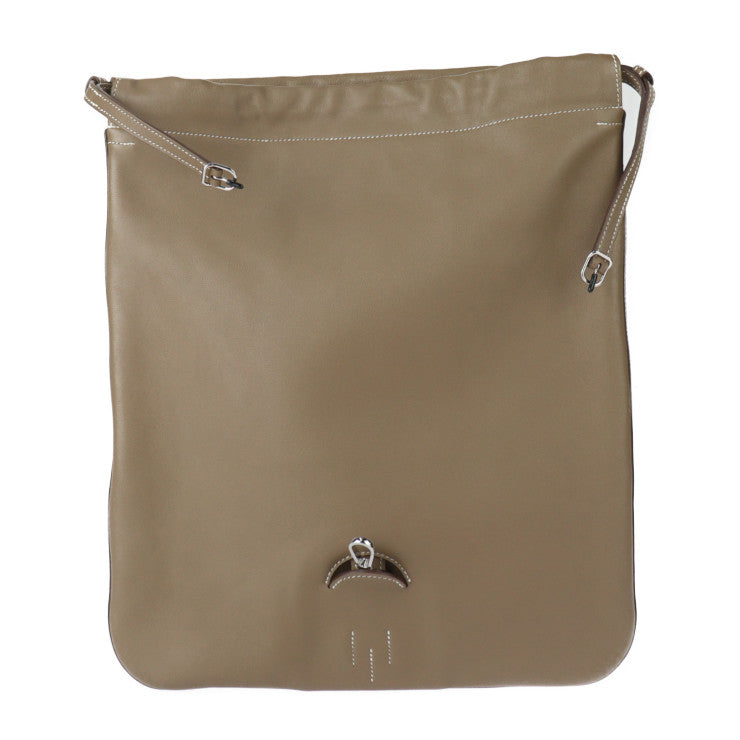 超美品 HERMES エルメス BRIDADO ブリダド ショルダーバッグ - エバーカラー エトゥープ シルバー金具 2WAY リュックサック 巾着型 D刻印 SELLIER