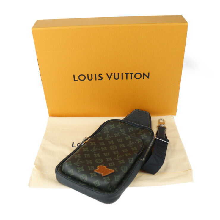 超美品 LOUIS VUITTON ルイ ヴィトン フォール アヴェニュー スリングバッグ モノグラム ボディバッグ M46344 PVC レザー ダークグリーン シルバー金具 ショルダーバッグ ビトン