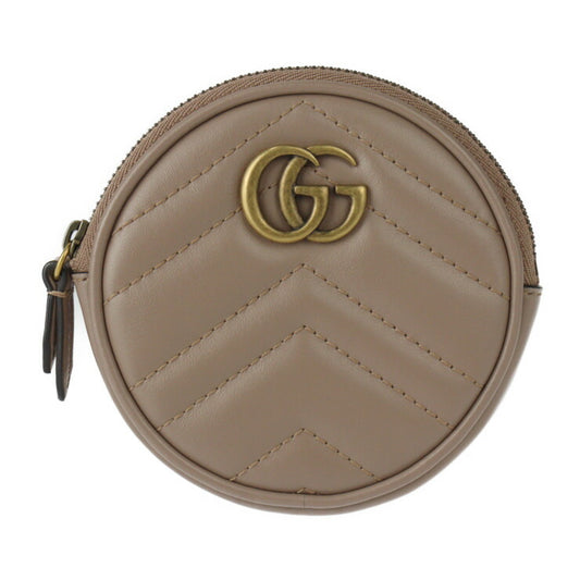 超美品 GUCCI グッチ コインパース GGマーモント コインケース 575160 レザー トープ系 ゴールド金具 小銭入れ ラウンドファスナー キルティング ハート ブラウン系