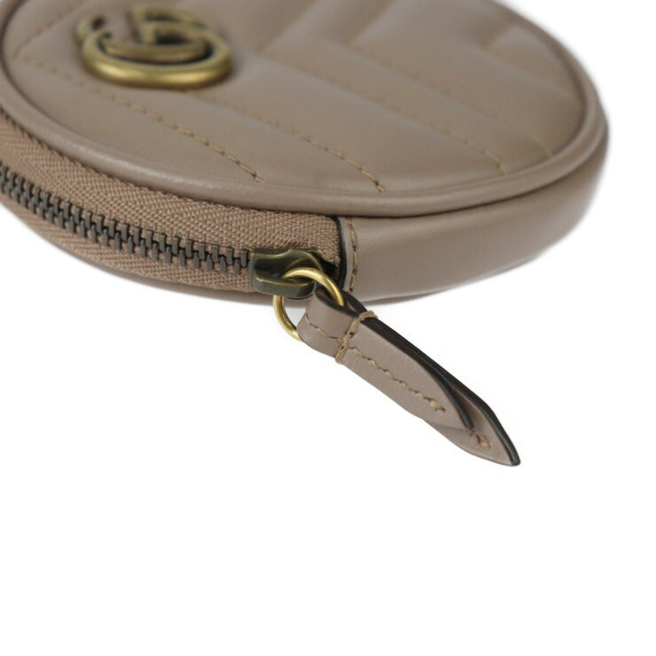 超美品 GUCCI グッチ コインパース GGマーモント コインケース 575160 レザー トープ系 ゴールド金具 小銭入れ ラウンドファスナー キルティング ハート ブラウン系