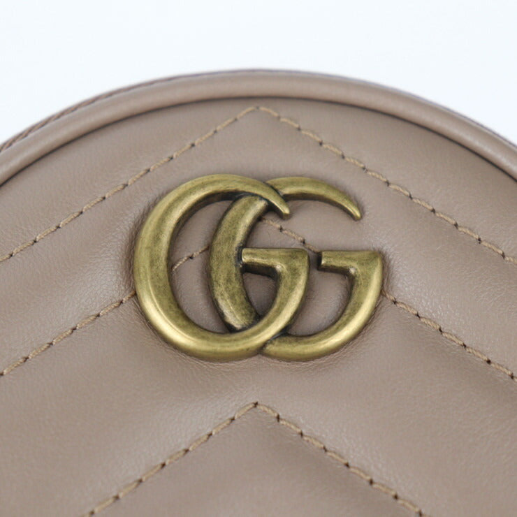 超美品 GUCCI グッチ コインパース GGマーモント コインケース 575160 レザー トープ系 ゴールド金具 小銭入れ ラウンドファスナー キルティング ハート ブラウン系