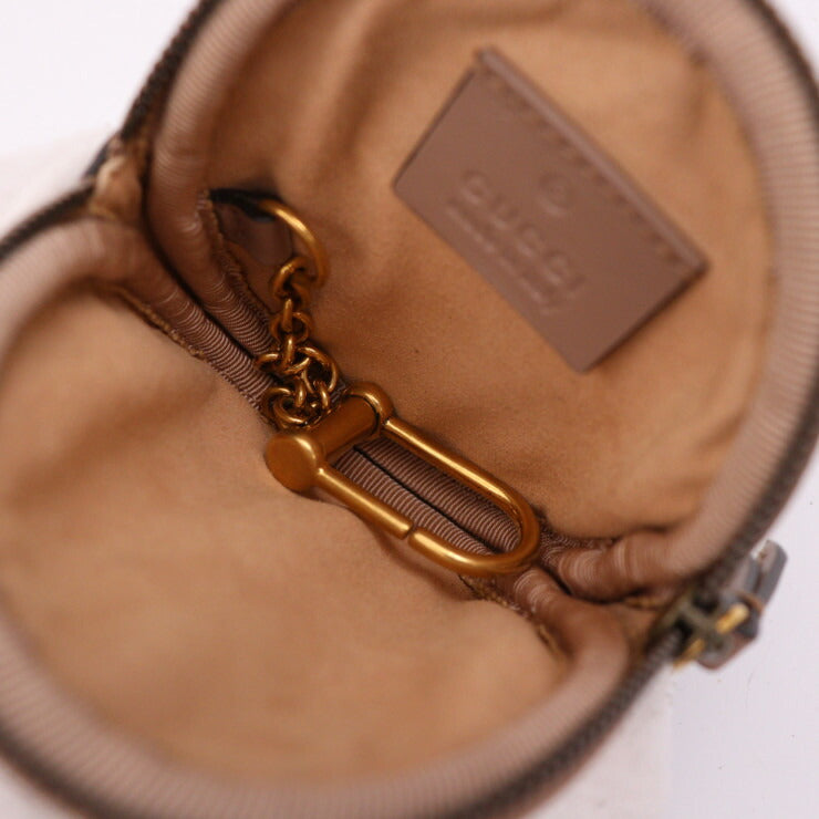 超美品 GUCCI グッチ コインパース GGマーモント コインケース 575160 レザー トープ系 ゴールド金具 小銭入れ ラウンドファスナー キルティング ハート ブラウン系