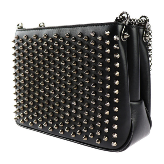 超美品 Christian Louboutin クリスチャンルブタン トリルビ スモール ショルダーバッグ 1165020 カーフレザー ブラック ガンメタリック金具 2WAY ハンドバッグ チェーン スパイクスタッズ