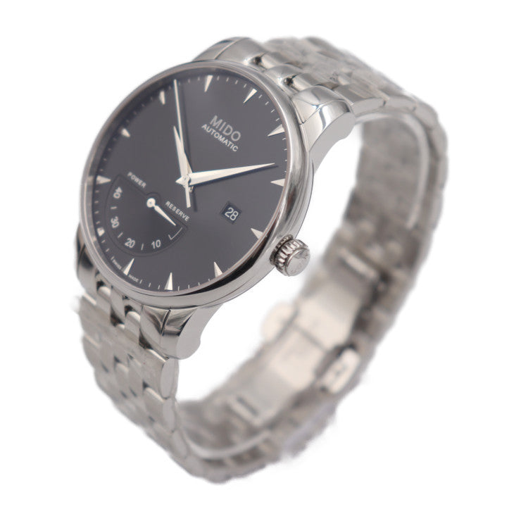 超美品 MIDO ミドー Baroncelli 42mm Automatic バロンチェッリ 42mm オートマチック 腕時計 M8605 ステンレススチール シルバー ブラック文字盤 自動巻き 裏スケ