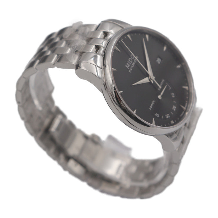 超美品 MIDO ミドー Baroncelli 42mm Automatic バロンチェッリ 42mm オートマチック 腕時計 M8605 ステンレススチール シルバー ブラック文字盤 自動巻き 裏スケ