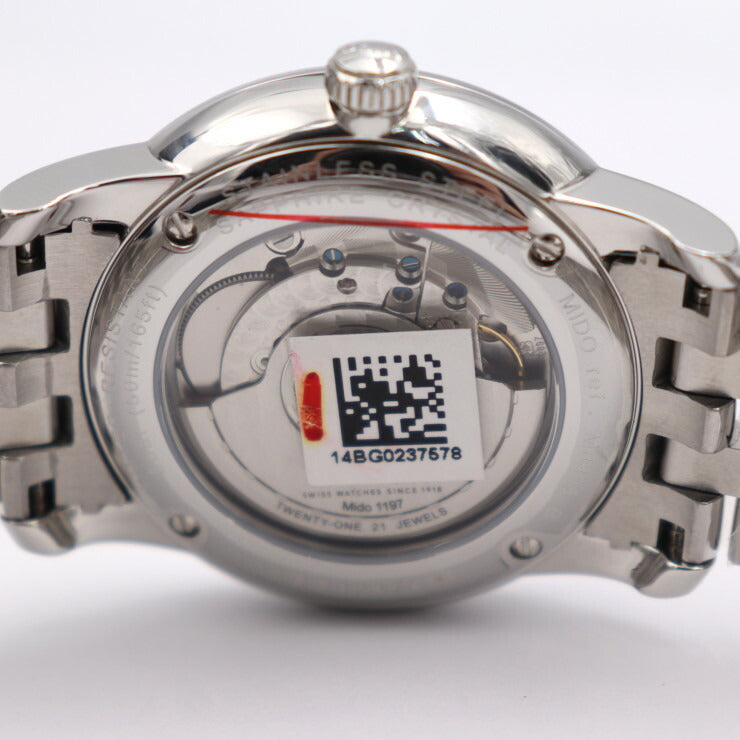 超美品 MIDO ミドー Baroncelli 42mm Automatic バロンチェッリ 42mm オートマチック 腕時計 M8605 ステンレススチール シルバー ブラック文字盤 自動巻き 裏スケ