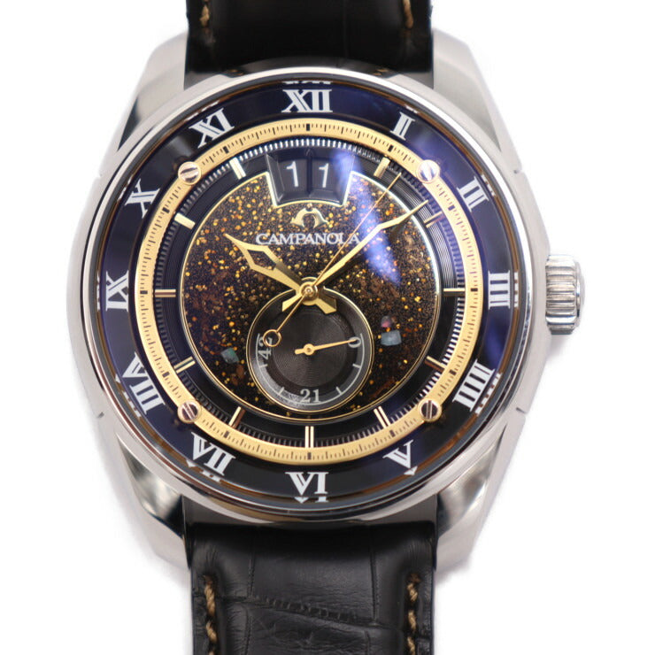 超美品 CITIZEN CAMPANOLA シチズン カンパノラ 千夜燈 ちよのとぼし メカニカル コレクション 腕時計 NZ0000-15F ステンレススチール クロコダイル シルバー ブラック 漆文字板 裏スケ 自動巻き