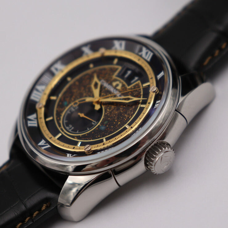 超美品 CITIZEN CAMPANOLA シチズン カンパノラ 千夜燈 ちよのとぼし メカニカル コレクション 腕時計 NZ0000-15F ステンレススチール クロコダイル シルバー ブラック 漆文字板 裏スケ 自動巻き