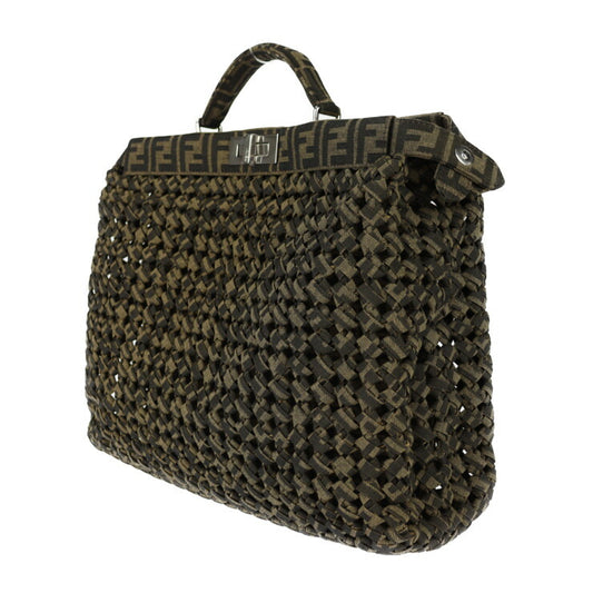 新古未使用展示品 FENDI フェンディ ピーカブー アイシーユー ミディアム ハンドバッグ 7VA529 キャンバス TABACCO ブラウン系 シルバー金具 2WAY ショルダーバッグ イントレッチオ