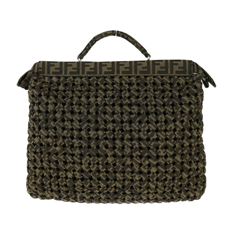 新古未使用展示品 FENDI フェンディ ピーカブー アイシーユー ミディアム ハンドバッグ 7VA529 キャンバス TABACCO ブラウン系 シルバー金具 2WAY ショルダーバッグ イントレッチオ