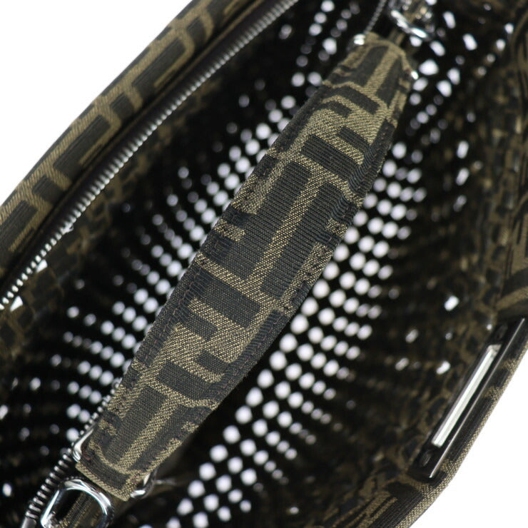 新古未使用展示品 FENDI フェンディ ピーカブー アイシーユー ミディアム ハンドバッグ 7VA529 キャンバス TABACCO ブラウン系 シルバー金具 2WAY ショルダーバッグ イントレッチオ