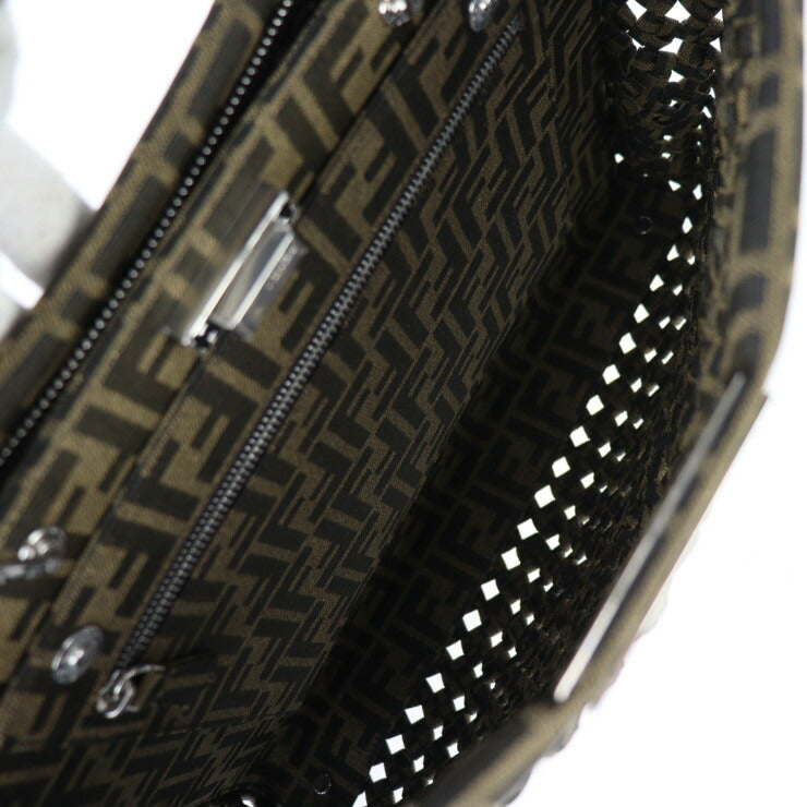 新古未使用展示品 FENDI フェンディ ピーカブー アイシーユー ミディアム ハンドバッグ 7VA529 キャンバス TABACCO ブラウン系 シルバー金具 2WAY ショルダーバッグ イントレッチオ