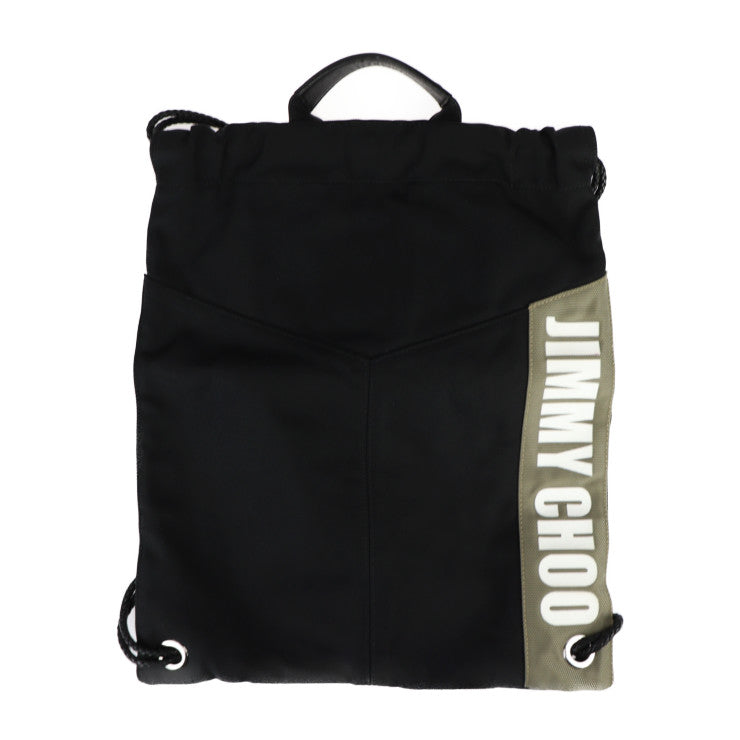 超美品 JIMMY CHOO ジミーチュウ MARLON マーロン リュック・デイパック - ナイロンキャンバス×レザー ブラック バックパック 巾着型 2WAY トートバッグ