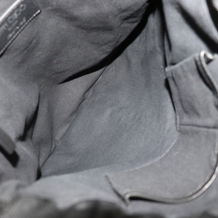 超美品 JIMMY CHOO ジミーチュウ MARLON マーロン リュック・デイパック - ナイロンキャンバス×レザー ブラック バックパック 巾着型 2WAY トートバッグ