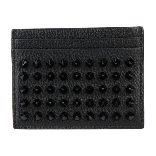 美品 Christian Louboutin クリスチャンルブタン カードケース カードケース 1175211 レザー ブラック レッド 名刺入れ スタッズ