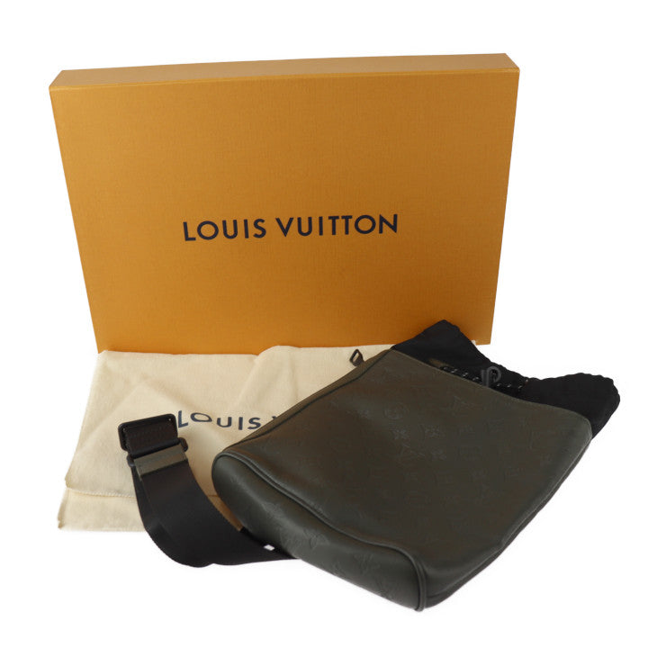 美品 LOUIS VUITTON ルイ ヴィトン チョークスリングバッグ モノグラムシャドウ ショルダーバッグ M44634 レザー カーキ ブラック クロスボディバッグ 巾着 ビトン