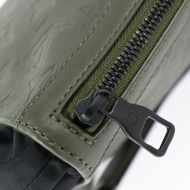 美品 LOUIS VUITTON ルイ ヴィトン チョークスリングバッグ モノグラムシャドウ ショルダーバッグ M44634 レザー カーキ ブラック クロスボディバッグ 巾着 ビトン