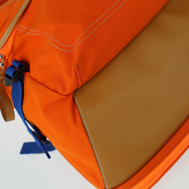 美品 LOEWE ロエベ Eye LOEWE Nature アイ ロエベ ネイチャー リュック・デイパック 301.50.NU40 キャンバス レザー オレンジ×ブラウン×ブルー シルバー金具 バックパック