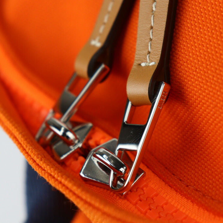 美品 LOEWE ロエベ Eye LOEWE Nature アイ ロエベ ネイチャー リュック・デイパック 301.50.NU40 キャンバス レザー オレンジ×ブラウン×ブルー シルバー金具 バックパック