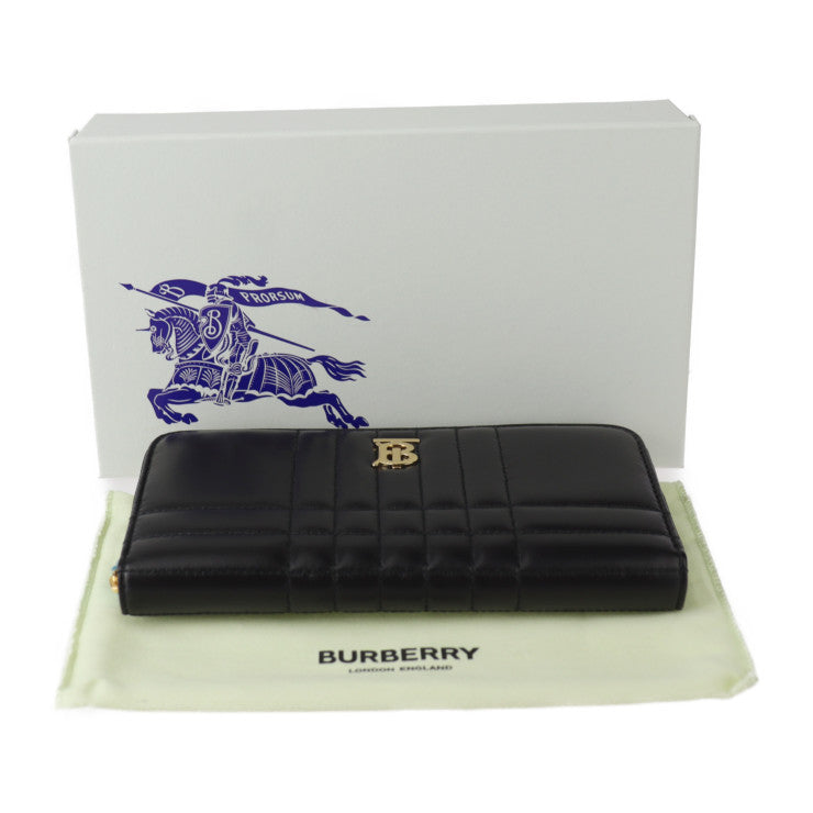 新品未使用展示品 BURBERRY バーバリー ローラ ラウンドジップウォレット 長財布 80623401 キルティング レザー ブラック ゴールド金具 TBロゴ トーマス・バーバリー