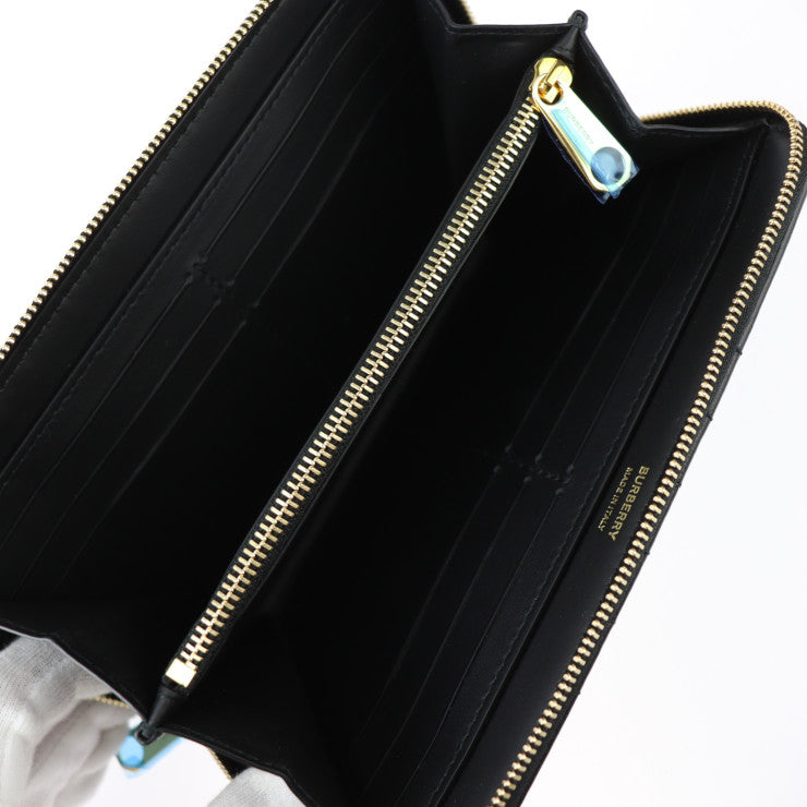 新品未使用展示品 BURBERRY バーバリー ローラ ラウンドジップウォレット 長財布 80623401 キルティング レザー ブラック ゴールド金具 TBロゴ トーマス・バーバリー