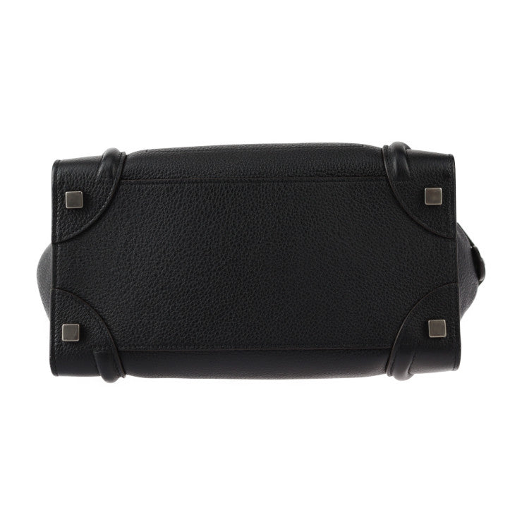 美品 CELINE セリーヌ マイクロ ラゲージ MICRO LUGGAGE ハンドバッグ - レザー ブラック シルバー金具 マイクロショッパー トートバッグ