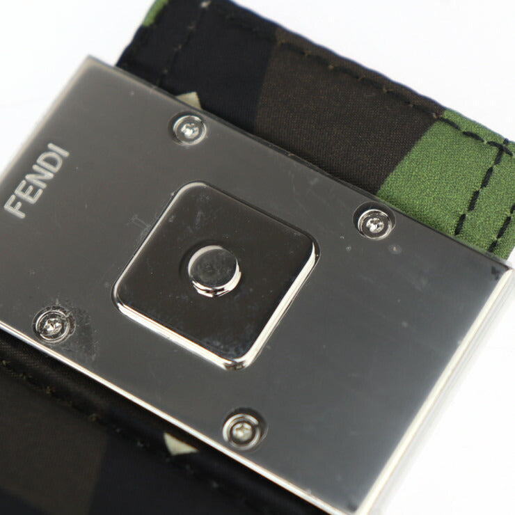 超美品 FENDI フェンディ マンマバケッド カモフラージュ ショルダーバッグ 7VA472 ナイロン レザー グリーン系 ベージュ系 ブラック系 シルバー金具 ウエストバッグ ボディバッグ クラッチバッグ 3WAY ミリタリー柄