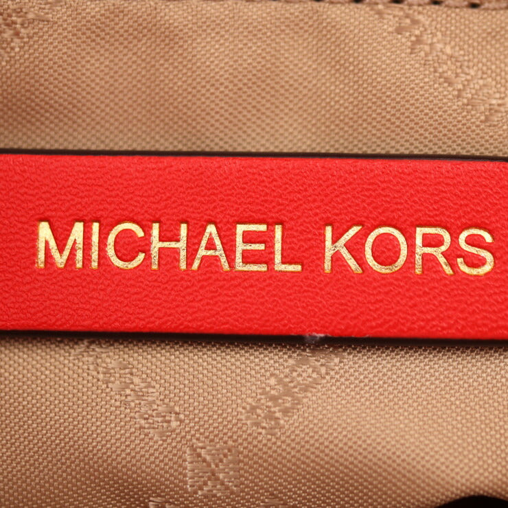 新品未使用展示品 Michael Kors マイケルコース ジェット セット トラベル ミディアム トートバッグ 35F3GTVT3V レザー レッド系 ブラウン系 ゴールド金具 ダブルポケット ショルダーバッグ