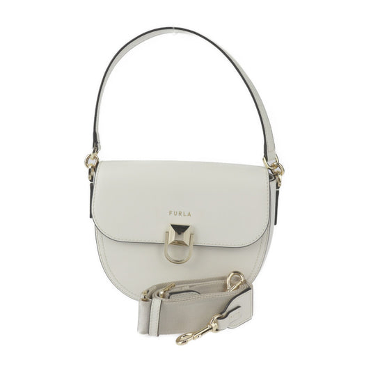 超美品 Furla フルラ CIRCE Crossbody S キルケ クロスボディS ハンドバッグ WB00641 レザー アイボリー系 ゴールド金具 2WAY ショルダーバッグ ポシェット