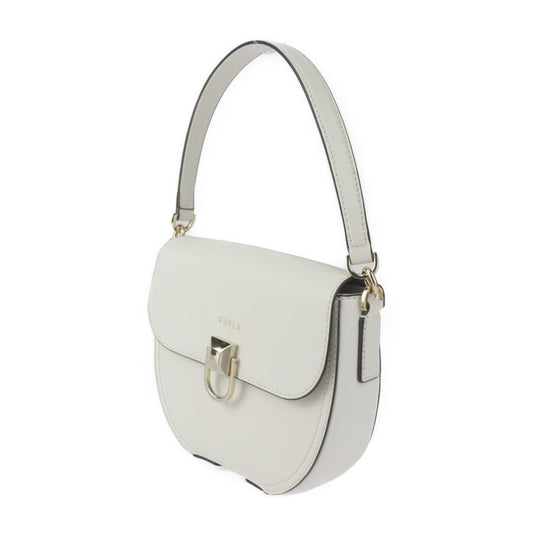 超美品 Furla フルラ CIRCE Crossbody S キルケ クロスボディS ハンドバッグ WB00641 レザー アイボリー系 ゴールド金具 2WAY ショルダーバッグ ポシェット