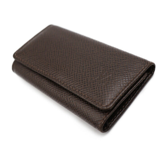 Beautiful Louis Vuitton Multicle 4 Key Case M30528 Taiga Grisli Silver Hardware 4-Row Vuitton