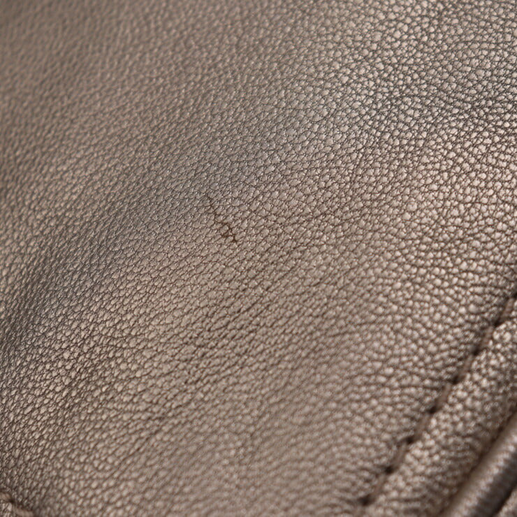 美品 LOEWE ロエベ ミニボストンバッグ ハンドバッグ - レザー ゴールド系 アナグラム タッセル フリンジ