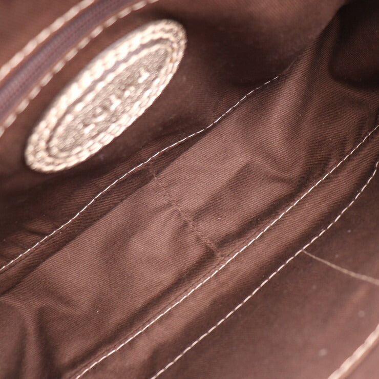 美品 LOEWE ロエベ ミニボストンバッグ ハンドバッグ - レザー ゴールド系 アナグラム タッセル フリンジ