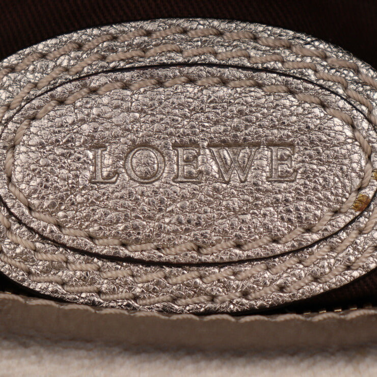 美品 LOEWE ロエベ ミニボストンバッグ ハンドバッグ - レザー ゴールド系 アナグラム タッセル フリンジ