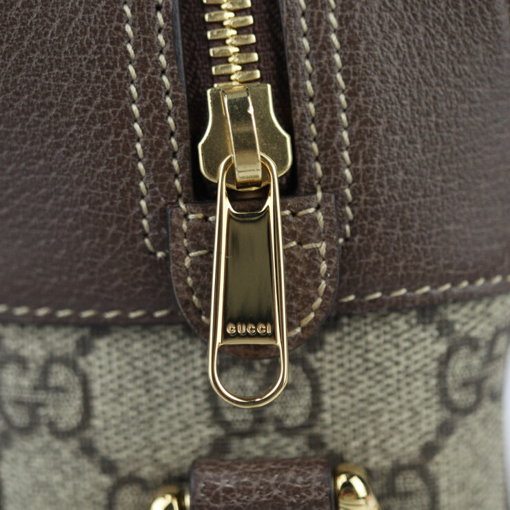 美品 GUCCI グッチ オフィディア GGスモール ショルダーバッグ シェリーライン ショルダーバッグ 517080 GGスプリームキャンバス レザー ベージュ エボニー ゴールド金具 クロスボディバッグ