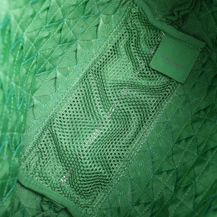 新品未使用展示品 BOTTEGAVENETA ボッテガヴェネタ イントレチャート ウェビング ショルダーバッグ 657952 ポリプロピレン グリーン シルバー金具 クロスボディバッグ