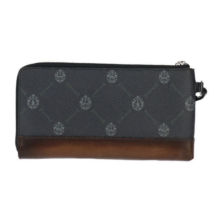 美品 Berluti ベルルッティ ニノ ミディアム 長財布 - PVC レザー グレー系 ブラウン系 シルバー金具 リストレット L字ファスナー ポーチ