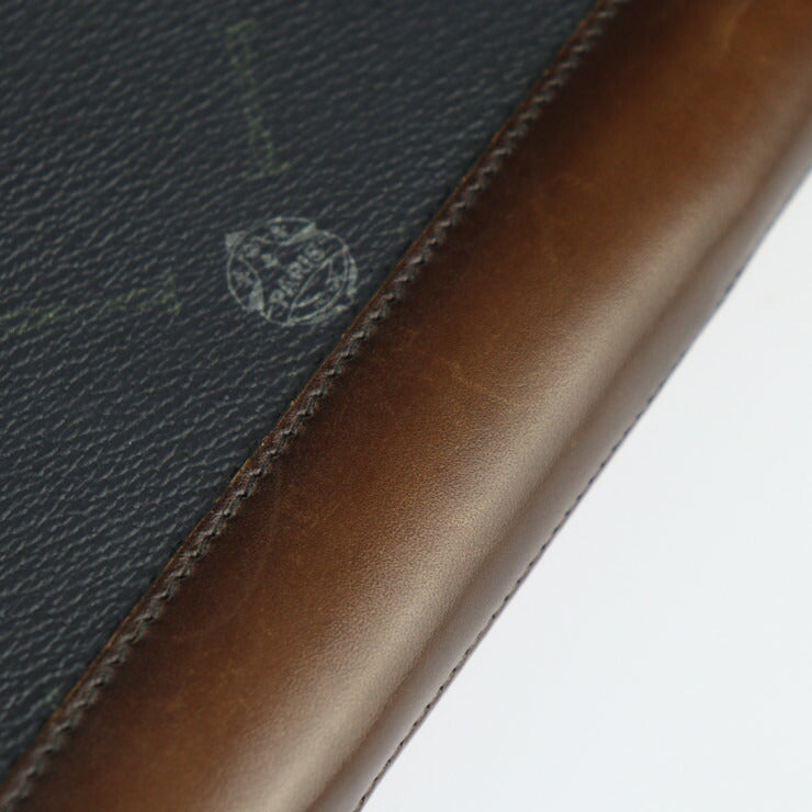 美品 Berluti ベルルッティ ニノ ミディアム 長財布 - PVC レザー グレー系 ブラウン系 シルバー金具 リストレット L字ファスナー ポーチ