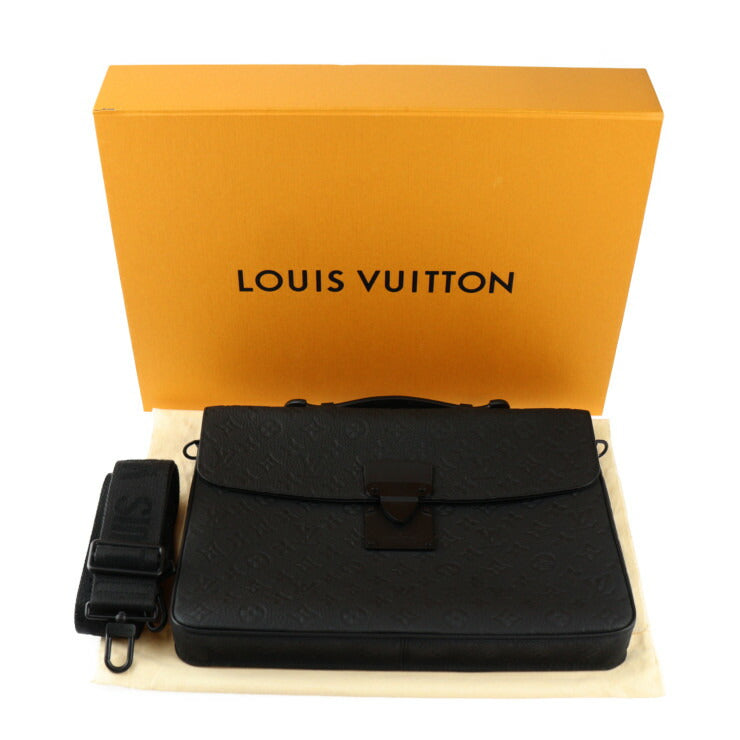 超美品 LOUIS VUITTON ルイ ヴィトン Sロック ブリーフケース モノグラム ビジネスバッグ M20835 トリヨンレザー ブラック 2WAY ショルダーバッグ