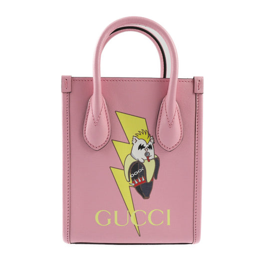 新古未使用展示品 GUCCI グッチ ばなにゃコラボ ハンドバッグ 671623 レザー ピンク ゴールド金具 2WAY ショルダーバッグ ミニバッグ