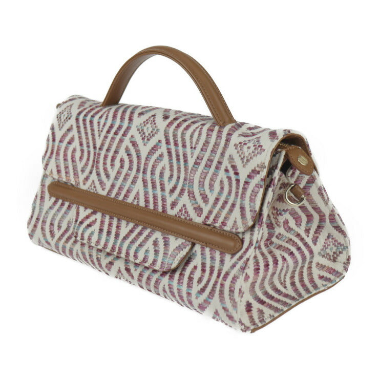 超美品 ZANELLATO ザネラート NINA ニーナ ハンドバッグ - キャンバス ストロー レザー マルチカラー ゴールド金具 2WAY ショルダーバッグ