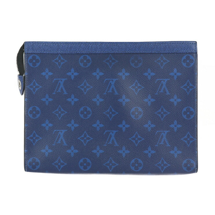 美品 LOUIS VUITTON ルイ ヴィトン ポシェット ヴォワヤージュMM タイガラマ セカンドバッグ M30423 モノグラムタイガラマ コバルト シルバー金具 クラッチバッグ ポーチ ビトン ブルー系