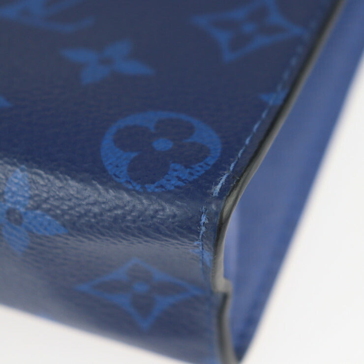 美品 LOUIS VUITTON ルイ ヴィトン ポシェット ヴォワヤージュMM タイガラマ セカンドバッグ M30423 モノグラムタイガラマ コバルト シルバー金具 クラッチバッグ ポーチ ビトン ブルー系