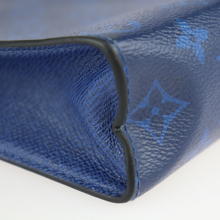 美品 LOUIS VUITTON ルイ ヴィトン ポシェット ヴォワヤージュMM タイガラマ セカンドバッグ M30423 モノグラムタイガラマ コバルト シルバー金具 クラッチバッグ ポーチ ビトン ブルー系